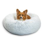 Best Friends by Sheri The Original Calming Donut Cat and Dog Bed in Shag Fur Frost, Medium 30x30