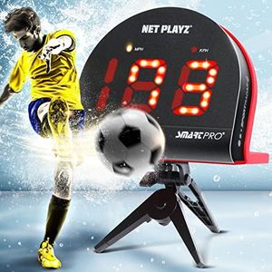 NET PLAYZ Soccer Speed Radar, Measure Shot-Power Shot Speed Detection, Sport Radar Gun (Hands-Free) Sensors - Gifts for Soccer Players, Coaches & Fans, Black (NIS022132046)