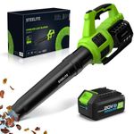 STEELITE 21V Leaf Blower, Electric Cordless Leaf Blower with 4.0Ah Battery Pack, 120 MPH 480 CFM, Lightweight Battery Powered Blower for Lawn Care, Patio Cleaning, Blowing Leaves and Dust