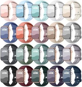 20 Pack Bracelet Compatible with Apple Watch Bands 40mm 41mm 38mm 49mm 46mm 45mm 44mm 42mm for Women Men, Soft Silicone Sport Band Straps for iWatch Bands Series 10 9 8 7 6 5 4 3 2 1 SE Ultra/Ultra 2