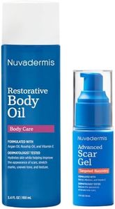 NUVADERMIS Restorative Body Oil & Scar Gel Bundle | Body Oil with Argan Oil, Rosehip Oil & Vitamin E + Transparent Gel Formula with Retinol & Vitamin E