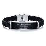 VNOX Personalized Gifts for Him | Customized Gifts Leather Cuff Bracelet for Men AnniversaryValentines Day for Boyfriend Dad Husband, no gemstone