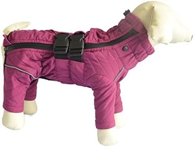 Warm Dog Coat Double Layers Dog Vest, 4 Legs Covered Windproof Waterproof Reflective Warm Dog Vest Outdoor Skating Dog Costume for Small Medium Large Dogs Purple M