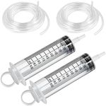 MOTUO 2 Pack 100ml Large Syringe with 130cm Tube Plastic Measuring Syringe for Oil Fluid Suction, Nutrient Measuring, Watering Experiments Industrial (100ml)