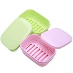 Soap Travel Container Portable Soap Case Leakproof Soap Box Soap Saver Dish Soap Bar Holder for Camping, Outdoor, Bathroom, Shower, Gym, Hiking (2pcs-Pink, Green)
