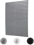 LUCKUP 3 Pack Cordless Light Filtering Pleated Fabric Shade,Easy to Cut and Install, with 6 Clips (36"x72" - 3 Pack, Grey)