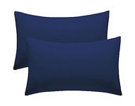 Pillow Cases 2 Pack Navy Blue Pillow Covers 50X75CM Hotel Quality Poly Cotton (Navy Blue, 2 Pillow Cases)