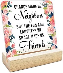 REWIDPARTY Neighbor Gifts Chance Made Us Neighbors Acrylic Sign Gifts Moving Away Housewarming Gifts for Neighbor Clear Desk Sign Keepsake Acrylic Plaque with Wood Stand for Home Office Decor