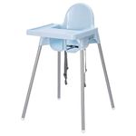 MSTI Convertible Baby High Chair, Convertible to HGH Chair, Low Chair, & Booster Seat, Certified as per European Standard, Essential for Baby Feeding (with Tray, Light Blue) no Foot Rest (Blue)