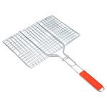 KRESHU Portable BBQ Grill Expandable Net Basket | Barbecue Roasted Grilling Tray Chromium Plated with Wooden Handle | Fish Meat Grilling Cooking Tool Home Outdoor Kitchen Tool 32x20CM (Pack of 1)