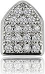 JINAO 18k White Gold Plated Single Tooth Hip Hop Bling Cap Canine Teeth CZ Iced-Out Grillz (Silver)