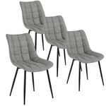 WOLTU Dining Chairs Set of 4 pcs Kitchen Counter Chairs Lounge Leisure Living Room Corner Chairs Grey Faux Leather Reception Chairs with Backrest and Padded Seat