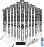 Champkey Victor Golf Grips Set of 13(Free 15 Tapes Included) - Cross Cotton Technology Golf Club Grips Ideal for Clubs Wedges Drivers Irons Hybrids, Grey(All Repair Kits), Midsize