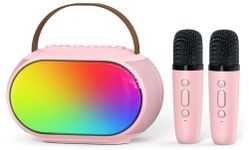Heroange Kids Karaoke Machine with Dual Speakers, 2 Wireless Microphones Toys for Girls Boy Ages 3, 4, 5, 6, 7, 8, 9, 10, 11, 12+ Years Old, Christmas Birthday Gift for Teens Adults Party(Pink)