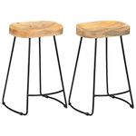 vidaXL Retro Gavin Bar Stools - 2 Piece Set - Solid Mango Wood Sturdy Construction in Brown and Black - Ideal for Dining Room and Kitchen - Industrial Style with Powder-Coated Iron