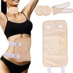 HANNEA® 4 Pack Castor Oil Pack Wrap, Reusable Organic Castor Oil Pack Kit Chests Waist and Neck Wrap for Liver Detox, Waist and Neck with Adjustable Elastic Strap Anti Oil Leak, Khaki