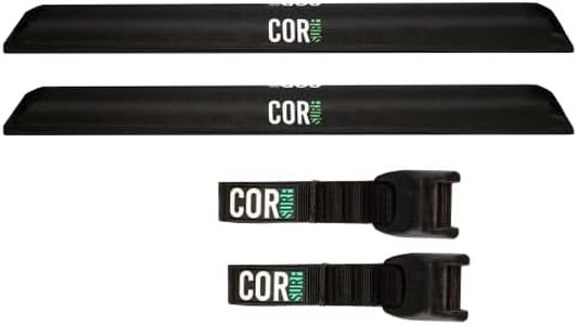 COR Surf Aero Roof Rack Pad and Premium No-Scratch Cam Buckle Tie Down Straps with Protective Silicone for Surf, SUP, Kayak and Canoe (28" Narrow Black)