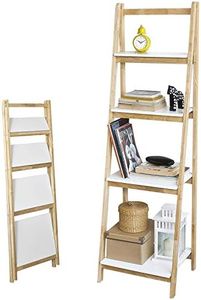 SoBuy Étagère Pliable Style Échelle Étagère de Rangement Étagère à Livres avec 4 Niveaux de Rangement - 42x34x136cm, FRG162-N