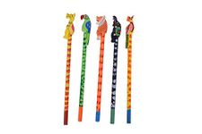 Desi Toys Handpainted Animal & Bird Design Pencils (Set of 5) Colorful Wooden Pencils for Kids, Children | School Stationery Supplies | Birthday Party Gifts | Eco-Friendly, Non-Toxic, Made in India