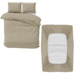 MOONLIGHT20015 4 Piece Double Bedding Set - Duvet Cover, Fitted Sheet with Pillow cases - Soft Brushed Microfiber – Beige