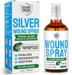 Reptile Wound Care Spray with Silver – for Wounds, Cuts, Scale Rot, Burns, Sores, Irritation, Abnormal Shedding – Topical Spray for Lizards, Bearded Dragons, Iguanas, Snakes, Geckos & Turtles – 4 Oz