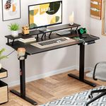 Lukzer Electric Height Adjustable Desk with Monitor Riser USB & Type-C Port Work from Home Ergonomic Sit-Stand Table with Advanced Memory Preset (EST-004-UC/Black & Black/120x60 cm) 3 Years Warranty
