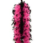 Fukang Feather Turkey Chandelle Feather Boa - 72 inch 60 Gram, Hot Pink With Black Tips, One Size