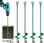 18" Long Ground Anchor Kit 4 Pack Green DOKOLES 18" Ground Anchor Kit 4pcs, 3" Extended Helix Diameter Earth Anchor, Heavy Duty Spiral Earth Anchors Shed Anchor Hook for Camping Tent, Car Ports, Sheds
