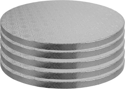 O’Creme Cake Board, Silver Foil Round Cake Circles with Gorgeous Design, Sturdy & Durable 1/2” Thick Cake Drums, Round Cake Boards with 24” Diameter, Pack of 5 Disposable Cake Drums