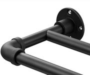 Double Curtain Rods for Windows 66 to 120-1 Inch Heavy Duty Dual Curtain Rod - Wrap Around Blackout Curtain Rod Black - Adjustable Double Window Rods for Patio Door, Bedroom, Kitchen