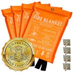 Supa Ant Emergency Fire Blanket for Home and Kitchen - 4 Pack 1500F High Visibility (Glow in The Dark) Smother Kitchen Fire Blanket - CE Certified Hero Fire Blankets Emergency for Home (47in)