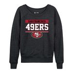 NFL Womens Charcoal Crew Neck Football Apparel, Light Weight Slouchy Raglan Sleeve Crewneck Pullover (San Francisco 49ers - Black, Womens Large)