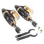 Mallofusa 280mm Pair Rear Motorcycle Air Shock Absorbers Suspension Eye to Clevis Universal for Kawasaki Honda Yamaha Suzuki Black & Gold