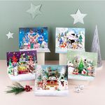 Rileys and Co. Pop-up Christmas Cards with Envelopes, 5-Pack: 5 Designs, Season's Greetings, Boxed Christmas 3D Cards, Bright Cheerful Prints, Xmas Stocking Stuffers, Merry Christmas, Holiday Cards