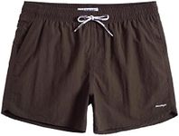 MaaMgic Men Swimming Shorts Classic Mesh Lined Surf Trunks Quick-Drying Beach Shorts Adjustable Drawstring Swimwear,Dark Brown,M