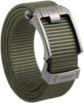 JUKMO Ratchet Belt for Men, Nylon Web Tactical Gun Belt with Automatic Slide Buckle (001-Green, For Waist 20"-40" (Length 47"))