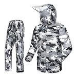 Allextreme Two-Piece Rain Suit with Transparent Face Shield Detachable Hood Two Pockets Men Water Resistant Rain Jacket with Carry Pouch (XL)