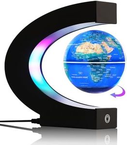 BEBEVOGUE Magnetic Levitating Globe with 7-Color LED Lights, 360° Rotating Floating World Map Lamp, STEM Educational Night Light for Geography Learning, Cool Desk Decor & Unique Gift for Kids & Adults