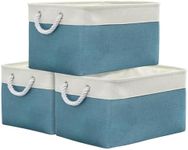 TheWarmHome Storage Baskets for Organizing - Extra Large 3 Pack 17x14x10 inch Storage Bins for Shelves Closet Nursery Bathroom Bedroom Baby Clothes Dog Toy Home Organization (White & Green)
