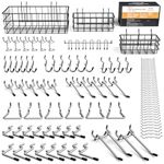 INCLY 1/4“ Extra Thick Pegboard Accessories Kit, 100PCS Heavy Duty Metal Peg Board Hook Assortment with 3 Sizes Pegboard Basket S/M/L Fit 1/4 Inch Pegboard for Garage Wall Organizer Hanging Tools