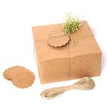 mudrit Kraft Gift Boxes, Thick Kraft Paper Boxes With Lids, Tags & Jute Rope For Gifts, Wedding Favours, Bridesmaid Proposals, Cupcakes, Crafting (Brown)-8X8X4 Inches, 10 Pack