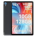 Ainmel 10 Inch Android 14 Tablet, 10GB RAM, 128GB ROM (Expandable to 1TB), Octa-Core Processor, 1280 * 800 IPS HD Touchscreen, 5G/2.4G WiFi, BT 5.0, Dual Camera, 2 Speaker (Black)