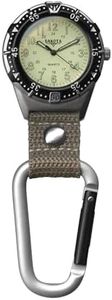 Dakota Backpacker, Clip Watch, Nylon Carabiner Strap, Outdoor Gifts for Men and Women, Use for Fishing, Hunting, Golf and More, Clip On Watch-Khaki