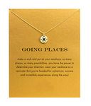 Baydurcan Friendship Anchor Compass Necklace Good Luck Elephant Pendant Chain Necklace with Message Card Gift Card, Metal, No Gemstone