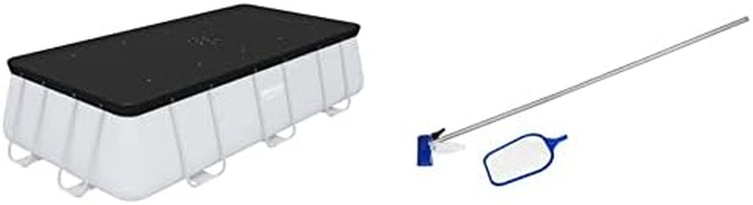 Bestway Flowclear Swimming Pool Cover for 13.3 ft- 13.6ft Power Steel Rectangular Pools, Black and | Flowclear Maintenance Kit | Above Ground Swimming Pool, Pool & Hot Tub Vacuum Cleaner | 80” / 2.03m