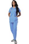 UNIFORM CRAFT Women’s Scrub Suits DSVX || 4 pocket scrubs | Ideal for doctors, dentists, vets, nurses & healthcare professionals (Ocean Blue, L)