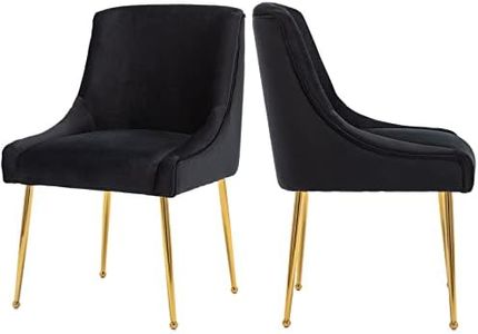 ZHENGHAO Black Dining Chairs Set of 2, Upholstered Dining Room Chairs with Gold Legs Modern Velvet Chair Accent Side Chairs for Living Room/Kitchen/Dinner/Patio/Cafe