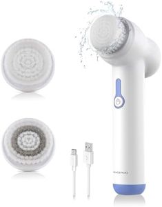 Facial Spin Brush 360° Rotating Facial Cleansing Brush By NEWDERMO USB-Rechargeable Waterproof Face Exfoliating Brush with 2 Replaceable Heads for Deep Cleaning Pores and Relieve Facial Fatigue