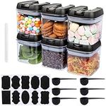 BELLE VOUS 6 Pack of Food Storage Containers with Spoons, Labels & Marker - 500ml/17oz Clear Plastic Airtight Jars - Kitchen/Pantry Organiser Canisters for Spice, Sugar, Flour, Snacks & More