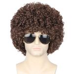 Topcosplay Afro Wig for Men 80s 70s Wigs for Men Disco Wig Blonde Brown Short Curly Wig for Halloween Cosplay